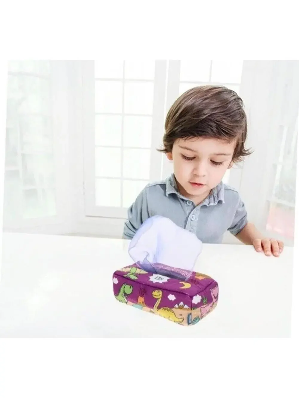 Kids Brain Exercise Tissue Box Color Sorting Toy Sensory Purple Felt, New 1pc